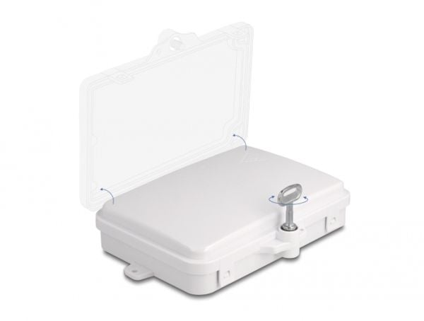 Delock - Fiberoptisk fordelingsboks - IP65, waterproof, lockable - veggmonterbar - innendørs, utendørs - hvit - 6 porter