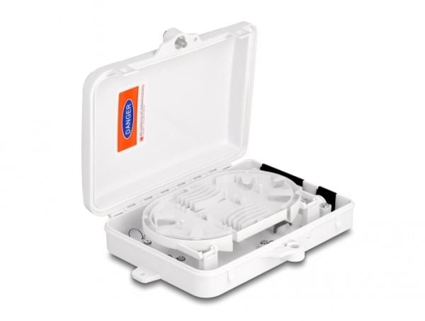 Delock - Fiberoptisk fordelingsboks - IP65, waterproof, lockable - veggmonterbar - innendørs, utendørs - hvit - 6 porter