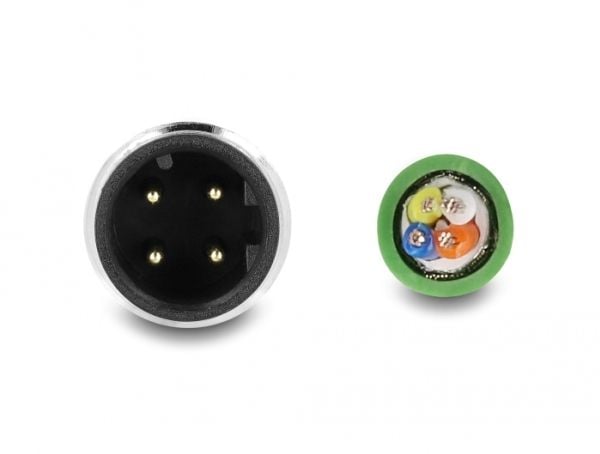 Delock - Koblingskabel - 4 pin M12-D (hann) til uisolert tråd - 2 m - 6.5 mm - SF/UTP - halogenfri - grønn