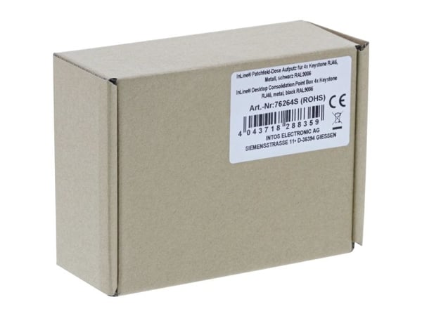 InLine 76264S, DIN-skinne, Svart, SPCC, RJ-45, 88 x 113 x 45 mm, 88 mm