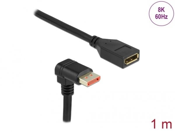 Delock - DisplayPort-forlengelseskabel - DisplayPort (hann) nedvinklet til DisplayPort (hunn) - DisplayPort 1.4 - 1 m - 8 K 60 Hz (7680 x 4320) stø...