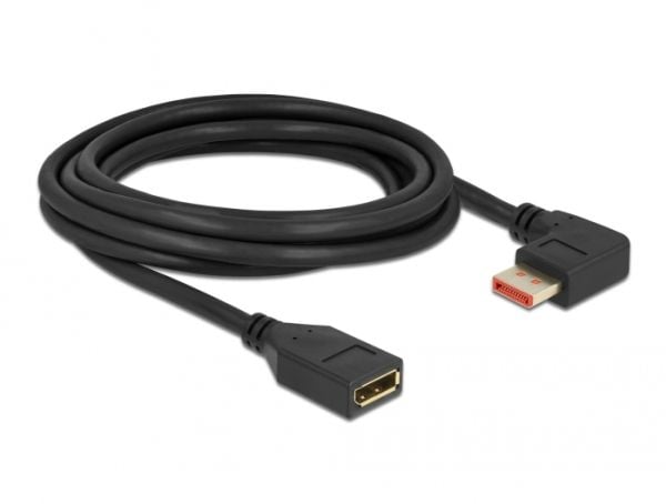 Delock - DisplayPort-forlengelseskabel - DisplayPort (hann) vinklet til DisplayPort (hunn) - DisplayPort 1.4 - 3 m - 8 K 60 Hz (7680 x 4320) støtte...