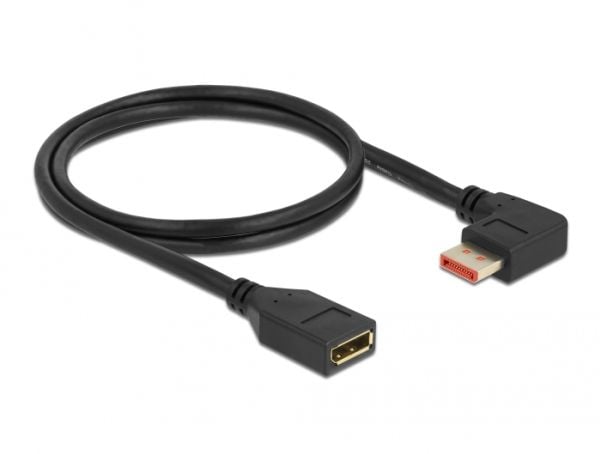 Delock - DisplayPort-forlengelseskabel - DisplayPort (hann) høyrevinklet til DisplayPort (hunn) - DisplayPort 1.4 - 1 m - 8 K 60 Hz (7680 x 4320) s...
