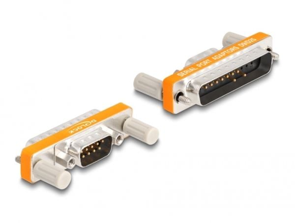 Delock - Seriell adapter - DB-9 (M) med muttere til DB-25 (M) skrubar - sølv/oransje (66980)