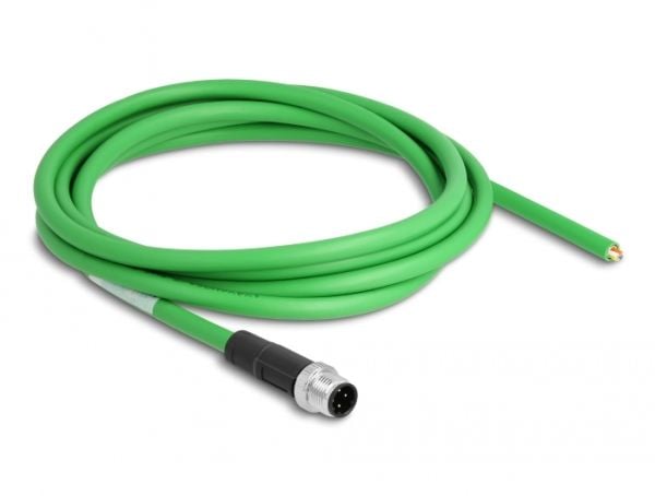 Delock - Koblingskabel - 4 pin M12-D (hann) til uisolert tråd - 2 m - 6.5 mm - SF/UTP - grønn