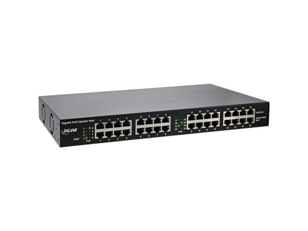 InLine 32316H, Gigabit Ethernet, 10,100,1000 Mbit/s, IEEE 802.3ab, IEEE 802.3af, IEEE 802.3u, Svart, Överspänning, Överspänning, Överhettning, 56 V