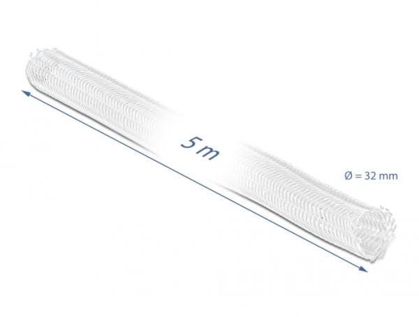Delock - Flätad ärm - 5 m - vit