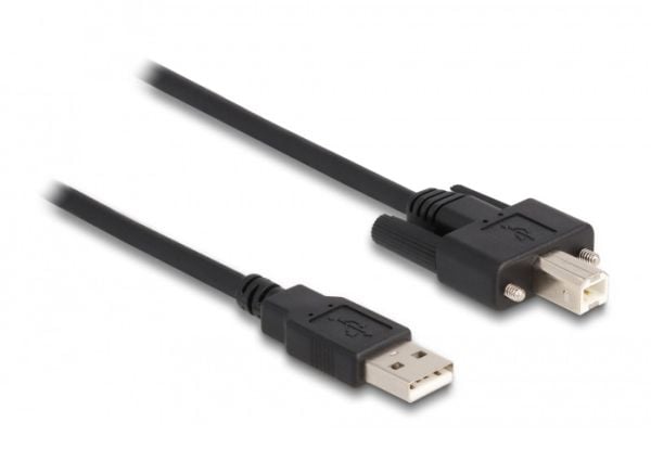 Delock - USB-kabel - USB (hann) til USB-type B (hann) - USB 2.0 - 3 m - tommelskruer - svart