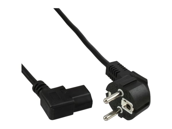 InLine - Virtajohto - CEE 7/7 (M) gewinkelt zu IEC 60320 C13 links gewinkelt - 1,8m - Schwarz (Packung mit 35) (B-16752L)