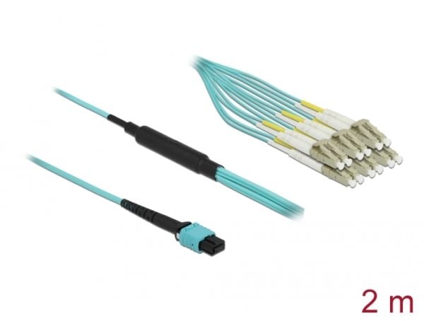 Delock - Utgangsforgreningskabel - MPO/UPC-multimodus (hunn) til LC/UPC-multimodus (hann) - 2 m - 3 mm - fiberoptisk - dupleks - 50 / 125 mikroner ...