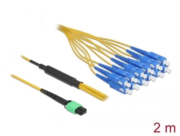 Delock - Utgangsforgreningskabel - MPO/UPC-enkeltmodus (hunn) til SC/UPC-enkeltmodus (hann) - 2 m - 3 mm - fiberoptisk - simpleks - 9 / 125 micron ...