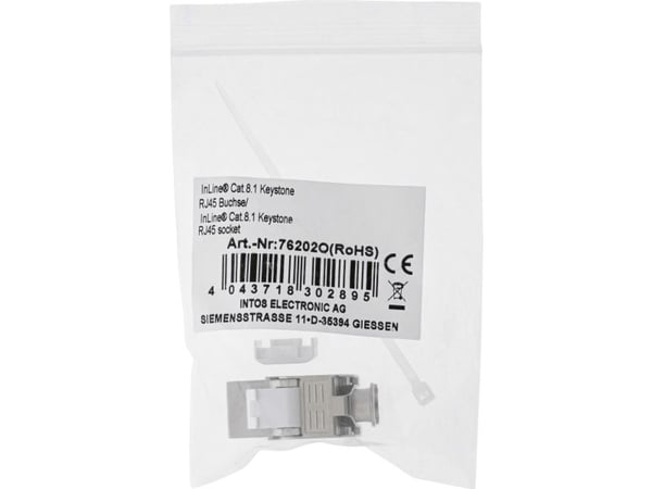 InLine 76202O, Flat, Metallisk, RJ-45, LSA, Hunkjønn, Hunkjønn