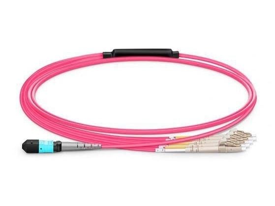 Lanview - Koblingskabel - MTP (hunn) til LC/UPC (hann) - 2 m - fiberoptisk - dupleks - 50 / 125 mikroner - OM4 - halogenfri, 10 Gigabit ethernet, 1...