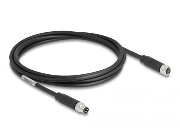 Delock - Patchkabel - 3 pin M8 (han) til 3 pin M8 (hun) - 2 m - 4,6 mm - STP - IP67 - lajittelu
