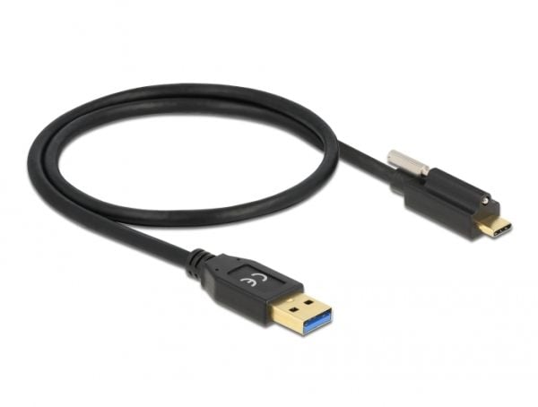 Delock - USB-kabel - USB-type A (hann) til 24 pin USB-C (hann) skrubar - USB 3.2 Gen 2 - 3 A - 50 cm - svart