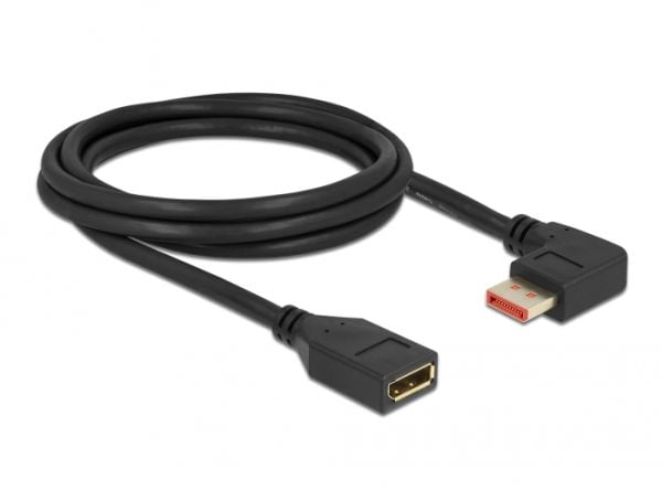 Delock - DisplayPort-forlengelseskabel - DisplayPort (hann) høyrevinklet til DisplayPort (hunn) - DisplayPort 1.4 - 2 m - 8 K 60 Hz (7680 x 4320) s...