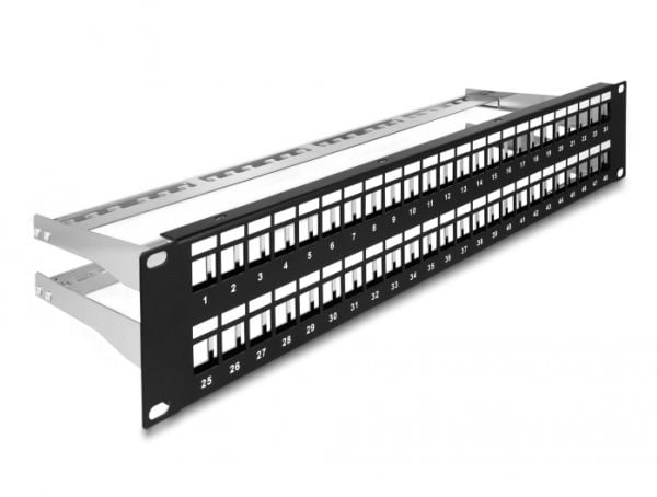 Delock - Patchpanel (tyhjä) - lajittelu - 2U - 19" - 48 porttia