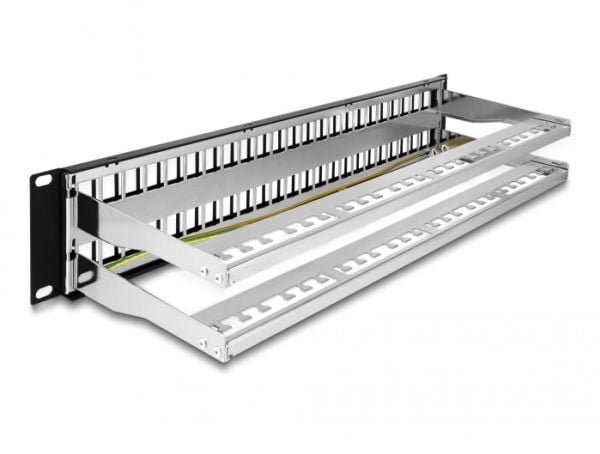 Delock - Patchpanel (tyhjä) - lajittelu - 2U - 19" - 48 porttia