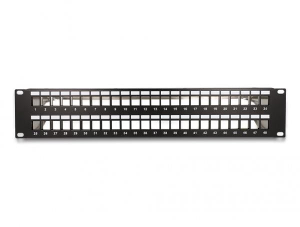 Delock - Patchpanel (tyhjä) - lajittelu - 2U - 19" - 48 porttia
