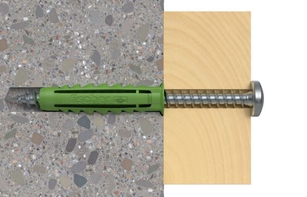 Fischer 524827, Expansionsankare, Autoklaverad lättbetong, Tegel, Betong, Gipsblock, Nylon, Grön, 1,2 cm, 60 mm