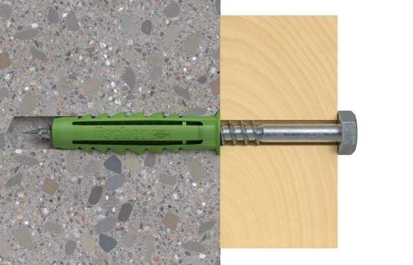 Fischer 524827, Expansionsankare, Autoklaverad lättbetong, Tegel, Betong, Gipsblock, Nylon, Grön, 1,2 cm, 60 mm