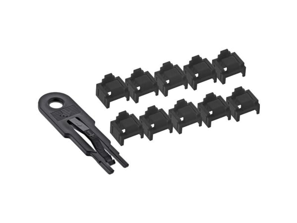 InLine 55722I, Portblockerare + nyckel, RJ-45, Svart, Plast, 10 st, 200 mm