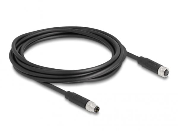 Delock - Patchkabel - 3 pin M8 (han) til 3 pin M8 (hun) - 3 m - 4,6 mm - STP - IP67 - lajittelu