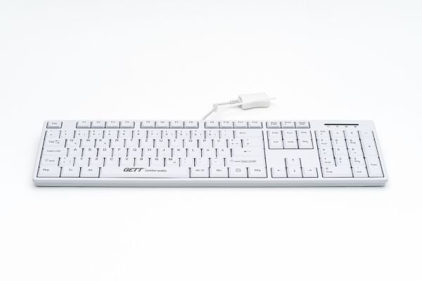 Gett GCQ CleanType Easy Basic tastatur med kabinett i plast IP 68 NUM-Block 105 taster USB Farge: hvit oppsett: CH