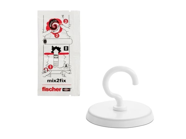 Fischer 545950, Innendørs, Universalkrok, Hvit, Limstrimmel, 10 kg, Rund