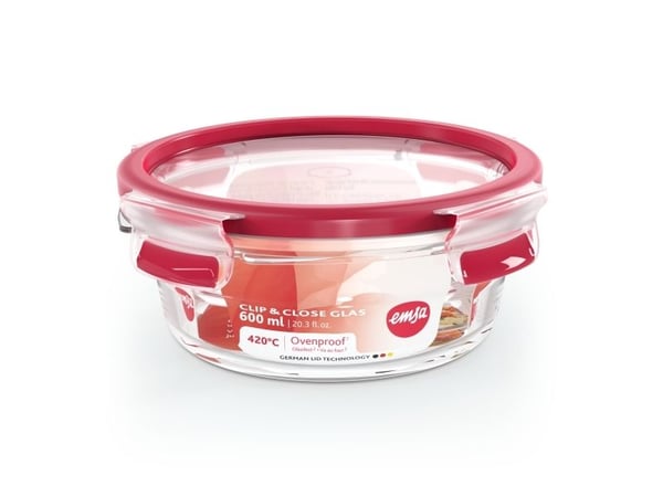 EMSA CLIP & CLOSE N10403, Låda, Rund, 0,6 l, Transparent, Glas, 420 ° C