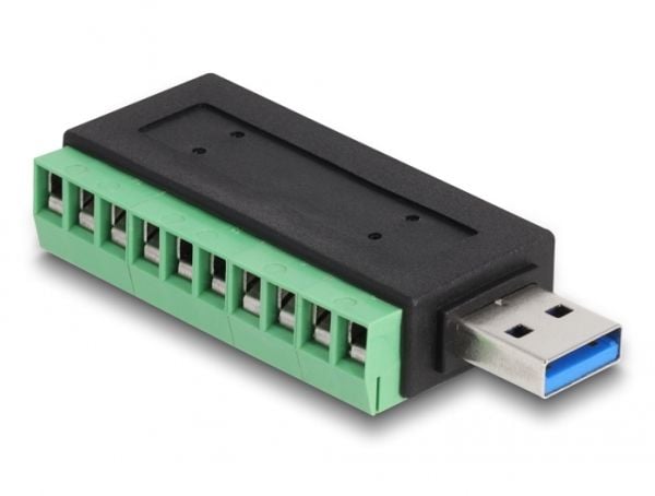 Delock - USB-adapter - 10-pins terminalblokk til USB-type A (hann) - USB 3.2 Gen 1 - 5 V - 1 A - svart/grønn