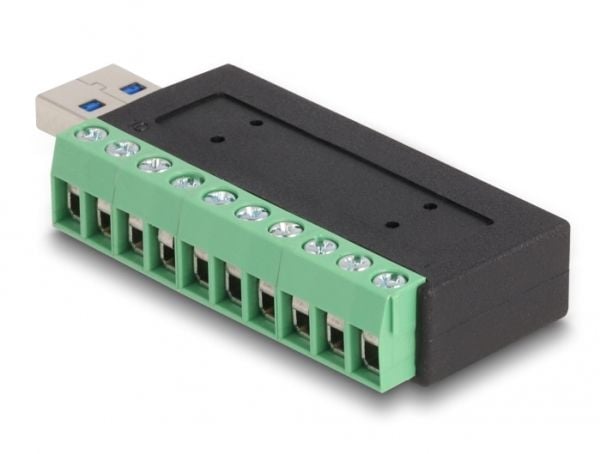 Delock - USB-adapter - 10-pins terminalblokk til USB-type A (hann) - USB 3.2 Gen 1 - 5 V - 1 A - svart/grønn