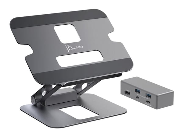j5create JTS327 - Dokkestasjon + notebookstativ - USB-C / Thunderbolt 3 / Thunderbolt 4 - HDMI