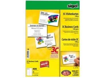 Sigel LP791 - Kirkkaan valkoinen - 85 x 55 mm - 190 g/m² - 400 korttia (40 arkkia x 10) ( LP791 )