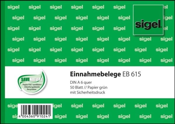 Sigel EB615, Grønn, A6, 50 ark