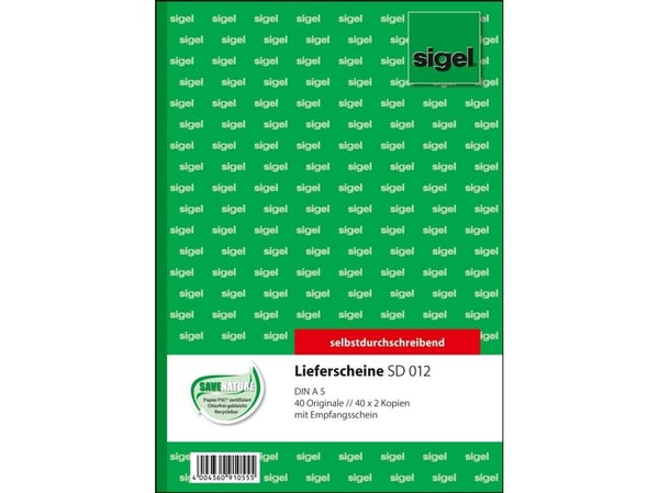 Sigel - Leveranslista - 40 ark - A5 (148 x 210 mm) - tredubbla - självkopierande