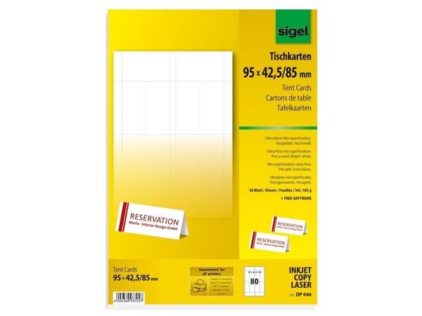 Sigel DP046, hvit, A4, papp, universal, rektangel, 185 g/m² Sigel DP046, hvit, A4, papp, universal, rektangel, 185 g/m²