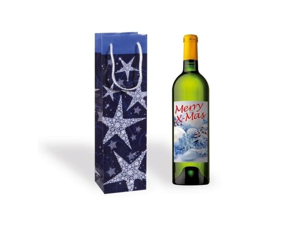 Sigel GT027, Presentpåse, Blå, Silver, Bild, papper, Jul, 157 g/m ^