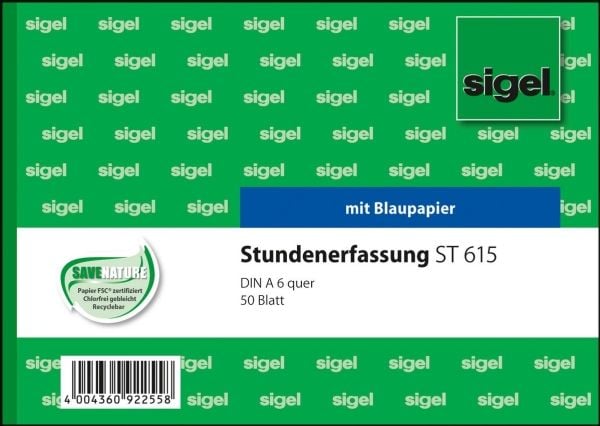 Sigel ST615, 50 ark, A6 q, grön, vit