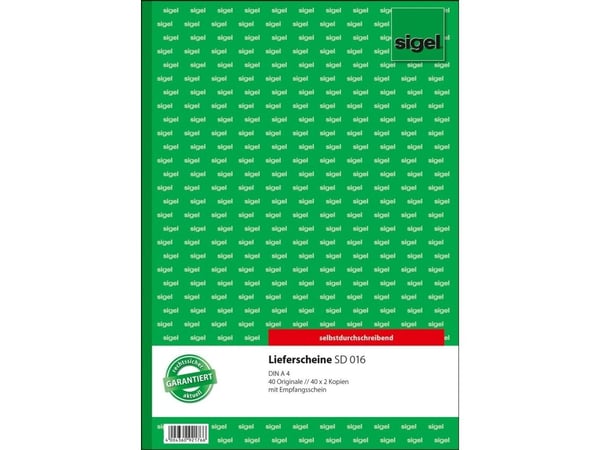 Sigel SD016, Yksivärinen, Vihreä, Valkoinen, A4, 40 arkkia, Viivapaperi, Kovakantinen