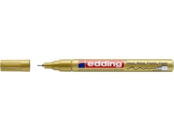 Edding 780, Gull, Fin tupp, Blå, Gull, Rød, Aluminium, Fint, 0,8 mm