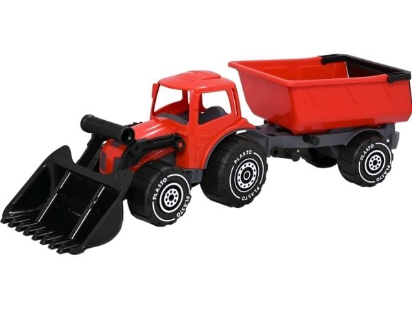 PLASTO Tractor with frontloader & trailer 56,5 cm