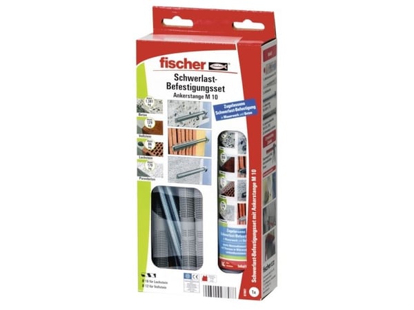 Fischer 300 T SBS Set M 10, Skruekrok og veggpluggsett, Betong, Grå, M10, 6 stykker, Boks