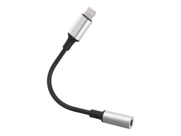 MicroConnect - Lightning til hodetelefonjakk-adapter - Lightning hann til 3,5 mm telefonjakk hunn - 10 cm - svart