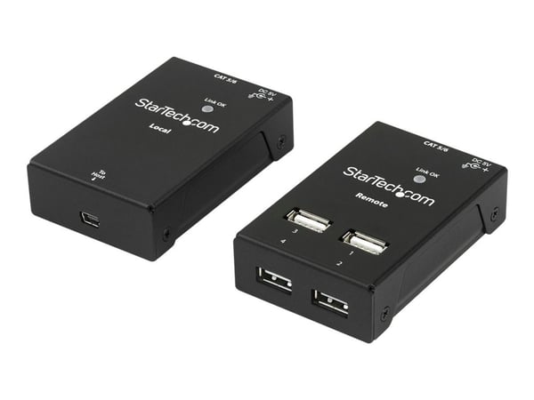 Startech 4-Port USB 2.0 Extender - 165ft (50m) USB Over Cat5/Cat6 Extender - Compact USB 2.0 Over Ethernet Extender (USB2004EXTV) - USB-utvider - U...