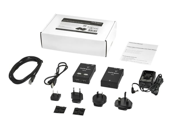 Startech 4-Port USB 2.0 Extender - 165ft (50m) USB Over Cat5/Cat6 Extender - Compact USB 2.0 Over Ethernet Extender (USB2004EXTV) - USB-utvider - U...