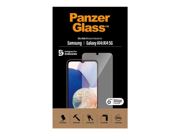 PanzerGlass™ | Skjermbeskytter til mobiltelefoner - Ultra-Wide Fit | Samsung Galaxy A14/A14 5G