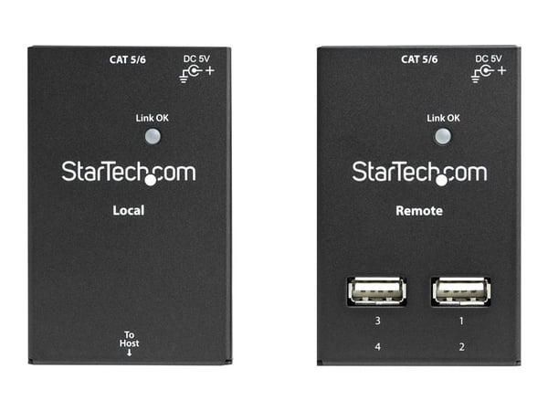 Startech 4-Port USB 2.0 Extender - 165ft (50m) USB Over Cat5/Cat6 Extender - Compact USB 2.0 Over Ethernet Extender (USB2004EXTV) - USB-utvider - U...