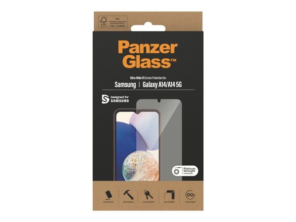 PanzerGlass™ | Skjermbeskytter til mobiltelefoner - Ultra-Wide Fit | Samsung Galaxy A14/A14 5G