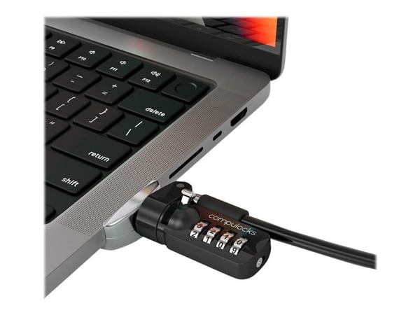 Compulocks Ledge Lock Adapter for MacBook Pro 14" M1, M2 & M3 with Combination Cable - Sikkerhetssporlåsadapter - med kodelås - for Apple MacBook P...